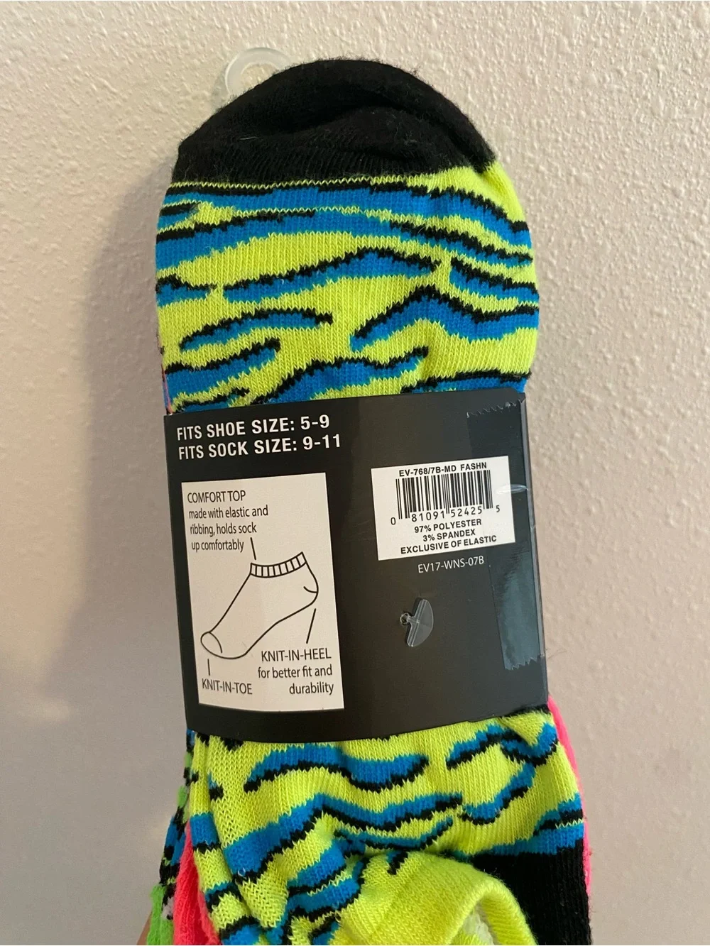 Everlast No-Show Sock Pack - Neon Pink Multi